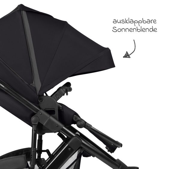 ABC Design Kombi-Kinderwagen Salsa 5 Run - inkl. Babywanne, Sportsitz, Wickeltasche, Regenschutz, Becherhalter & Sonnenschirm - Pure - Coal