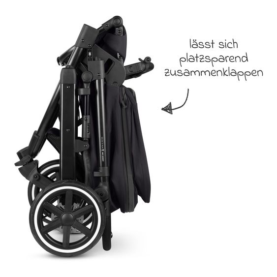 ABC Design Kombi-Kinderwagen Salsa 5 Run - inkl. Babywanne, Sportsitz, Wickeltasche, Regenschutz, Becherhalter & Sonnenschirm - Pure - Coal