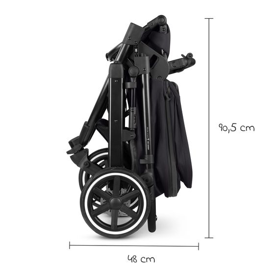 ABC Design Kombi-Kinderwagen Salsa 5 Run - inkl. Babywanne, Sportsitz, Wickeltasche, Regenschutz, Becherhalter & Sonnenschirm - Pure - Coal
