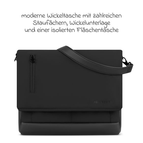 ABC Design Kombi-Kinderwagen Salsa 5 Run - inkl. Babywanne, Sportsitz, Wickeltasche, Regenschutz, Becherhalter & Sonnenschirm - Pure - Coal