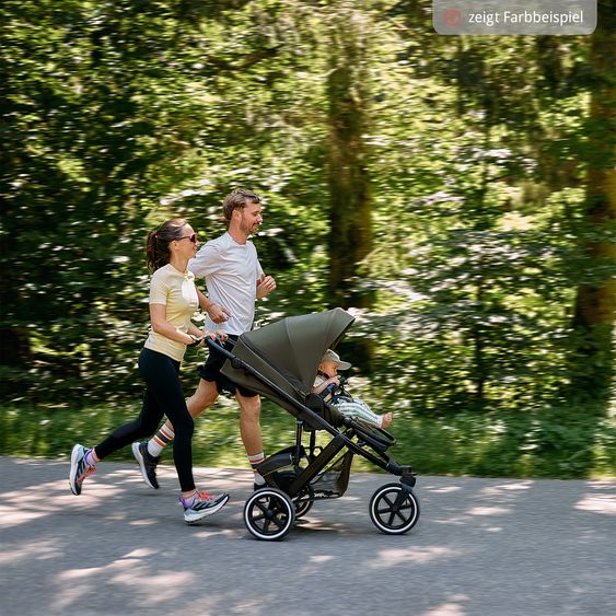 ABC Design Kombi-Kinderwagen Salsa 5 Run - inkl. Babywanne, Sportsitz, Wickeltasche, Regenschutz, Becherhalter & Sonnenschirm - Pure - Coal