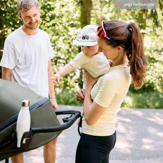 ABC Design Kombi-Kinderwagen Salsa 5 Run - inkl. Babywanne, Sportsitz, Wickeltasche, Regenschutz, Becherhalter & Sonnenschirm - Pure - Coal