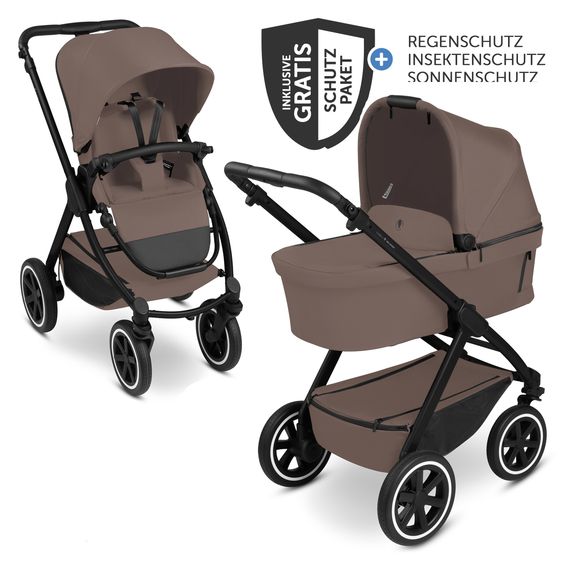 ABC Design Kombi-Kinderwagen Samba 2 inkl. Babywanne & Sportsitz mit XXL-Zubehörpaket - Dark Beige