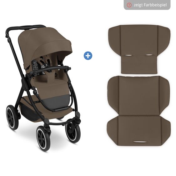 ABC Design Passeggino Samba 2 con navicella e seggiolino sportivo e pacchetto accessori XXL - Marrone scuro