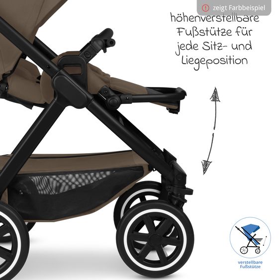 ABC Design Passeggino Samba 2 con navicella e seggiolino sportivo e pacchetto accessori XXL - Marrone scuro