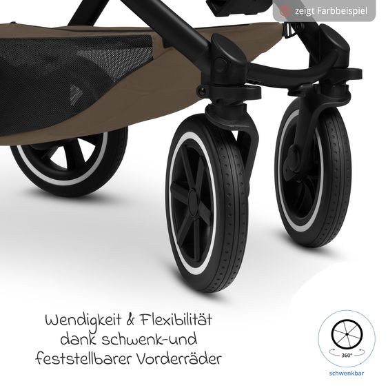 ABC Design Kombi-Kinderwagen Samba 2 inkl. Babywanne & Sportsitz mit XXL-Zubehörpaket - Dark Beige