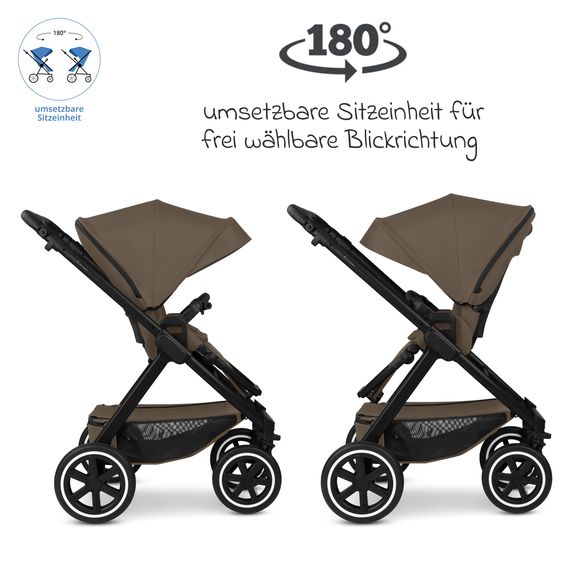 ABC Design Kombi-Kinderwagen Samba 2 inkl. Babywanne & Sportsitz mit XXL-Zubehörpaket - Dark Beige