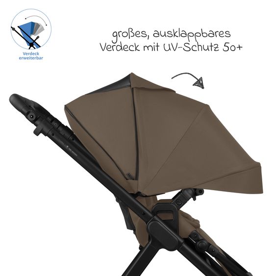 ABC Design Kombi-Kinderwagen Samba 2 inkl. Babywanne & Sportsitz mit XXL-Zubehörpaket - Dark Beige