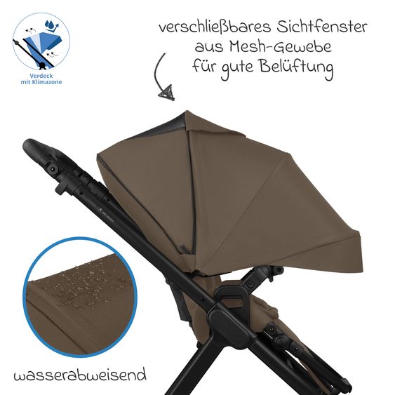 ABC Design Kombi-Kinderwagen Samba 2 inkl. Babywanne & Sportsitz mit XXL-Zubehörpaket - Dark Beige