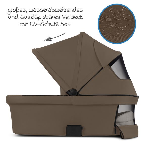 ABC Design Kombi-Kinderwagen Samba 2 inkl. Babywanne & Sportsitz mit XXL-Zubehörpaket - Dark Beige