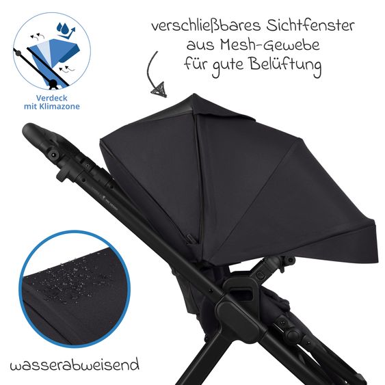 ABC Design Samba 2 baby carriage incl. carrycot & sports seat with XXL accessory pack - Pure - Coal