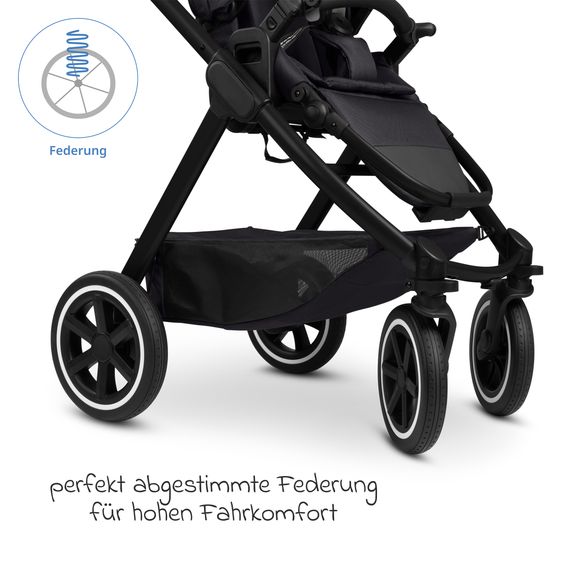 ABC Design Kombi-Kinderwagen Samba 2 inkl. Babywanne & Sportsitz mit XXL-Zubehörpaket - Pure - Coal