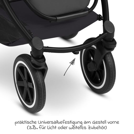 ABC Design Passeggino Samba 2 con navicella e seggiolino sportivo e pacchetto accessori XXL - Pure - Coal