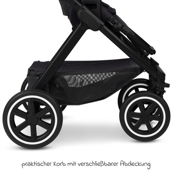 ABC Design Kombi-Kinderwagen Samba 2 inkl. Babywanne & Sportsitz mit XXL-Zubehörpaket - Pure - Coal