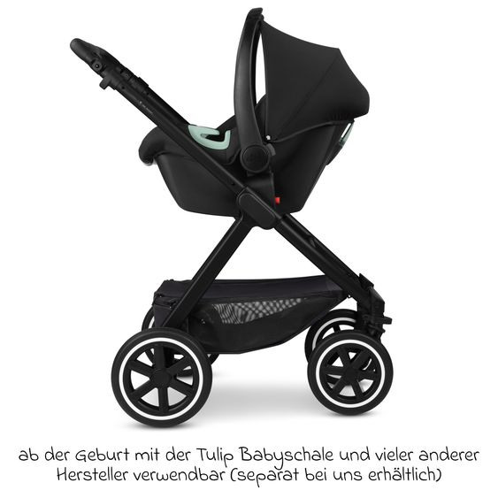 ABC Design Kombi-Kinderwagen Samba 2 inkl. Babywanne & Sportsitz mit XXL-Zubehörpaket - Pure - Coal