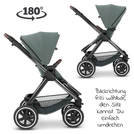 ABC Design Kombi-Kinderwagen Samba - inkl. Babywanne & Sportsitz mit XXL Zubehörpaket - Aloe
