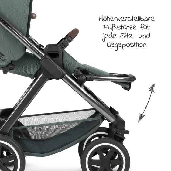ABC Design Kombi-Kinderwagen Samba - inkl. Babywanne & Sportsitz mit XXL Zubehörpaket - Aloe
