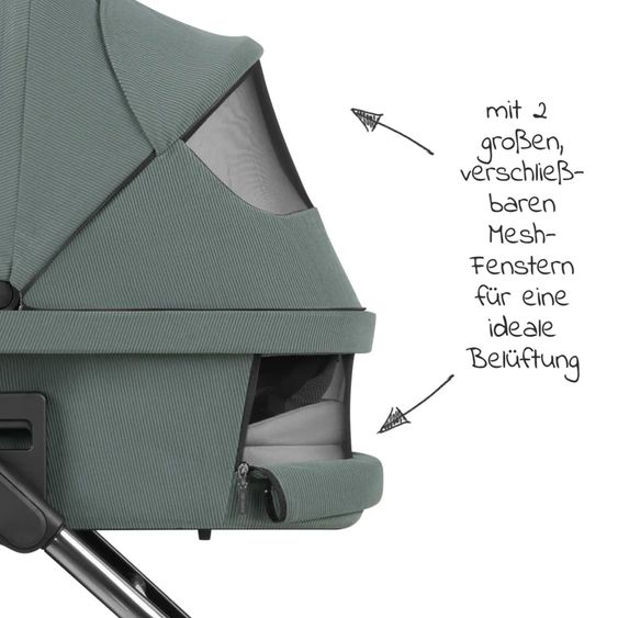 ABC Design Kombi-Kinderwagen Samba - inkl. Babywanne & Sportsitz mit XXL Zubehörpaket - Aloe