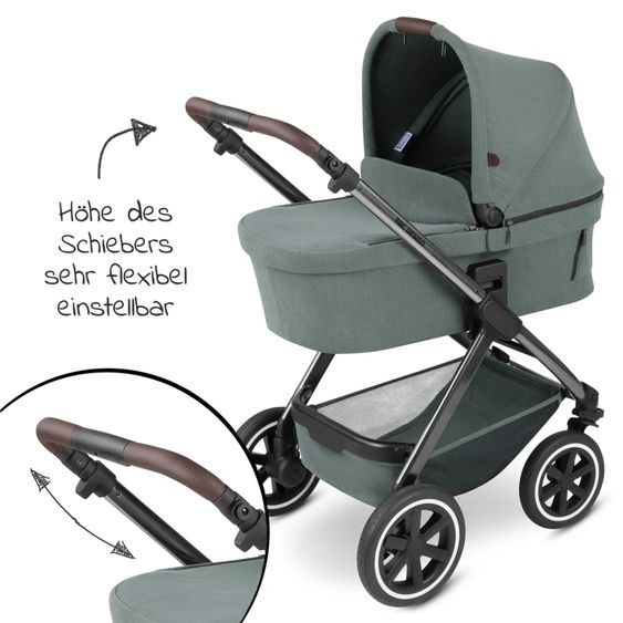 ABC Design Kombi-Kinderwagen Samba - inkl. Babywanne & Sportsitz mit XXL Zubehörpaket - Aloe