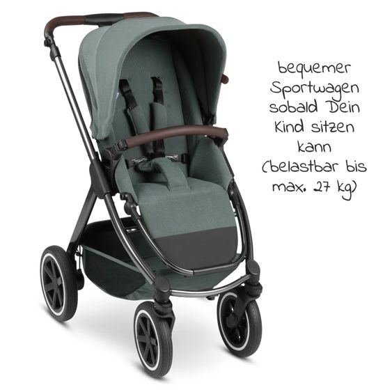 ABC Design Kombi-Kinderwagen Samba - inkl. Babywanne & Sportsitz mit XXL Zubehörpaket - Aloe