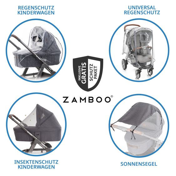 ABC Design Combi stroller Samba - incl. Carrycot & Sports Seat with XXL Accessory Pack - Aloe