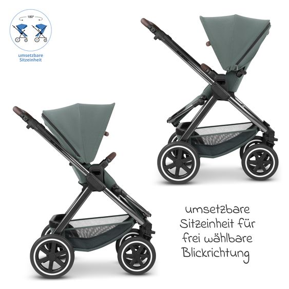 ABC Design Combi stroller Samba - incl. Carrycot & Sports Seat with XXL Accessory Pack - Aloe