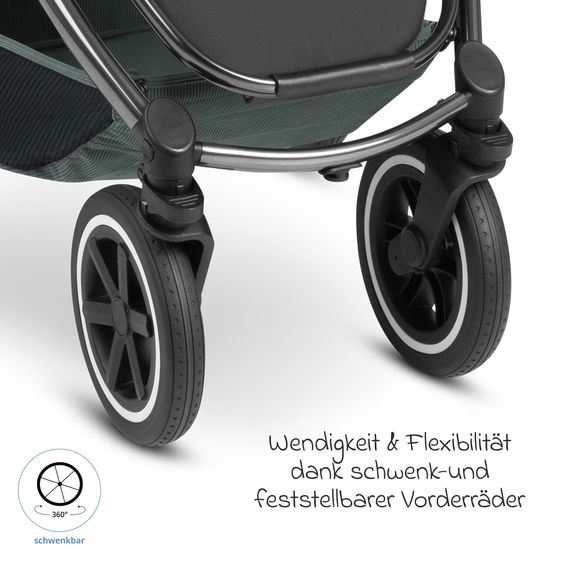 ABC Design Combi stroller Samba - incl. Carrycot & Sports Seat with XXL Accessory Pack - Aloe