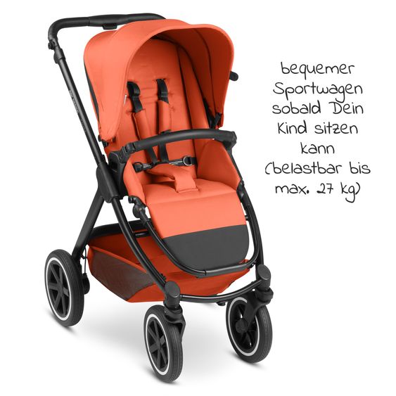 ABC Design Passeggino Samba - incluso navicella e seggiolino sportivo con pacchetto accessori XXL - Carota