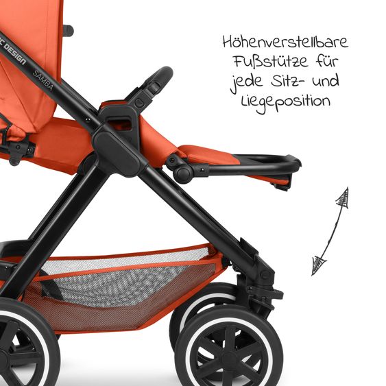 ABC Design Passeggino Samba - incluso navicella e seggiolino sportivo con pacchetto accessori XXL - Carota