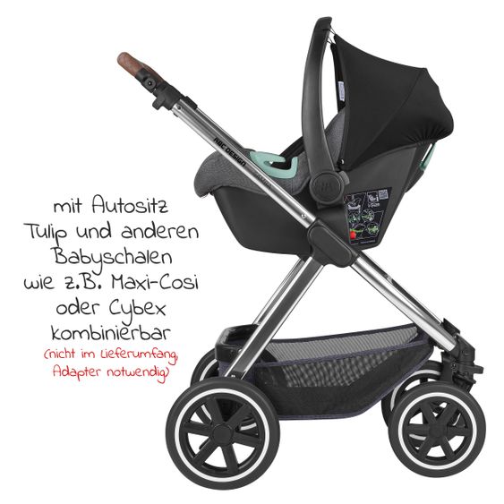 ABC Design Kombi-Kinderwagen Samba - inkl. Babywanne & Sportsitz mit XXL Zubehörpaket - Diamond Edition - Asphalt