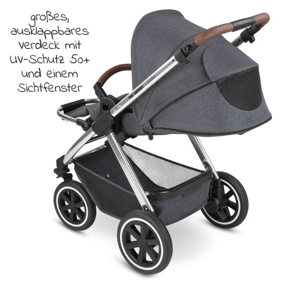 ABC Design Kombi-Kinderwagen Samba - inkl. Babywanne & Sportsitz mit XXL Zubehörpaket - Diamond Edition - Asphalt