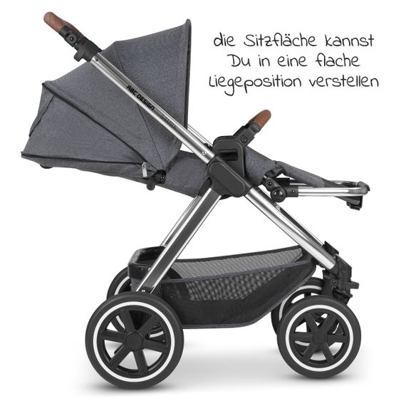 ABC Design Kombi-Kinderwagen Samba - inkl. Babywanne & Sportsitz mit XXL Zubehörpaket - Diamond Edition - Asphalt