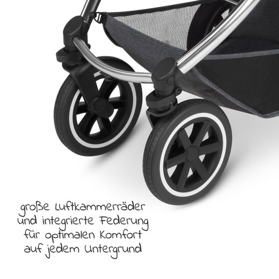 ABC Design Kombi-Kinderwagen Samba - inkl. Babywanne & Sportsitz mit XXL Zubehörpaket - Diamond Edition - Asphalt