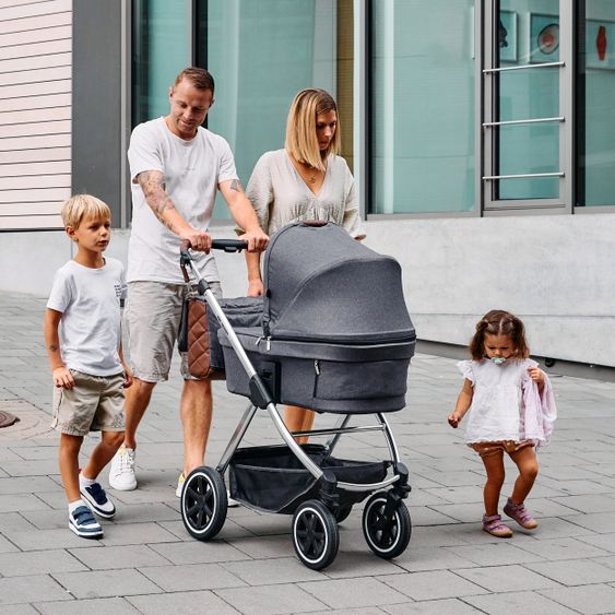 ABC Design Kombi-Kinderwagen Samba - inkl. Babywanne & Sportsitz mit XXL Zubehörpaket - Diamond Edition - Asphalt