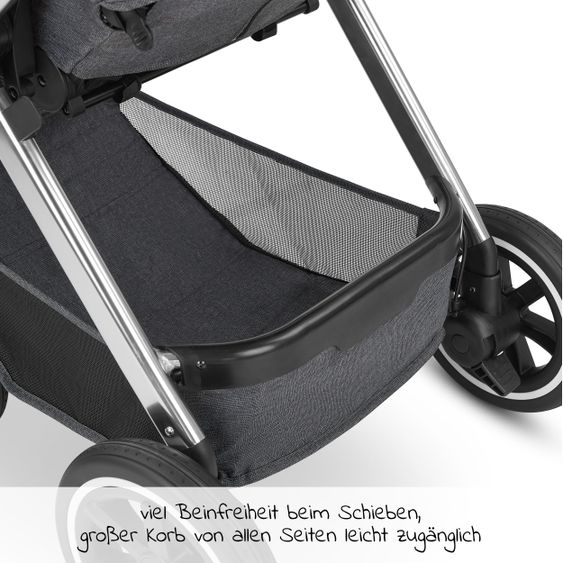 ABC Design Kombi-Kinderwagen Samba - inkl. Babywanne & Sportsitz mit XXL Zubehörpaket - Diamond Edition - Asphalt