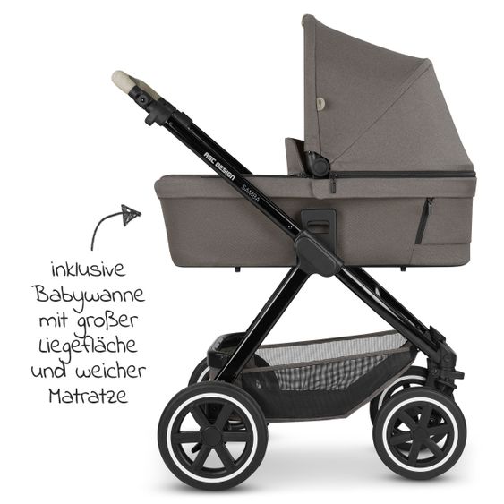 ABC Design Kombi-Kinderwagen Samba - inkl. Babywanne & Sportsitz mit XXL Zubehörpaket - Diamond Edition - Herb