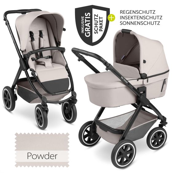 ABC Design Passeggino Samba - incluso navicella e seggiolino sportivo con pacchetto accessori XXL - Cipria