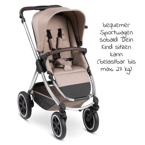 ABC Design Kombi-Kinderwagen Samba - inkl. Babywanne & Sportsitz mit XXL Zubehörpaket - Pure Edition - Grain