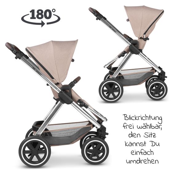 ABC Design Kombi-Kinderwagen Samba - inkl. Babywanne & Sportsitz mit XXL Zubehörpaket - Pure Edition - Grain