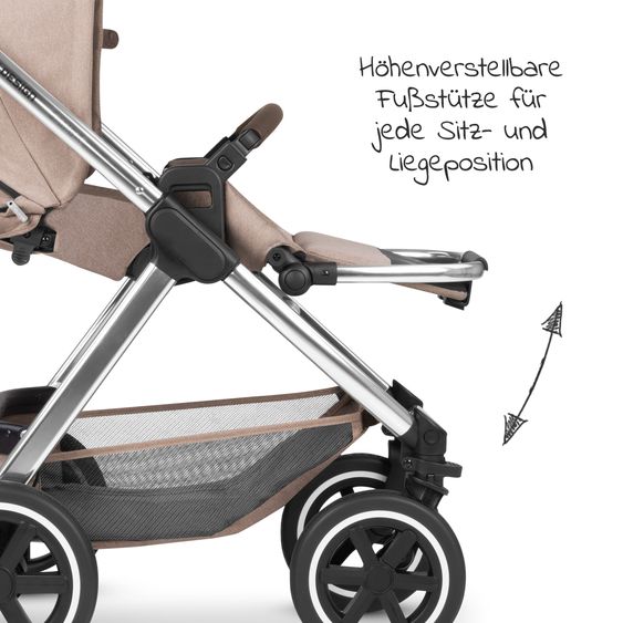 ABC Design Kombi-Kinderwagen Samba - inkl. Babywanne & Sportsitz mit XXL Zubehörpaket - Pure Edition - Grain