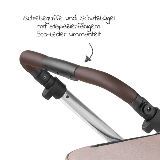ABC Design Kombi-Kinderwagen Samba - inkl. Babywanne & Sportsitz mit XXL Zubehörpaket - Pure Edition - Grain