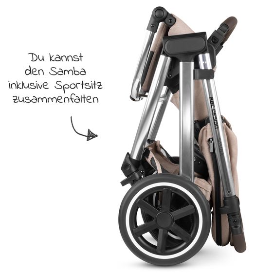 ABC Design Kombi-Kinderwagen Samba - inkl. Babywanne & Sportsitz mit XXL Zubehörpaket - Pure Edition - Grain