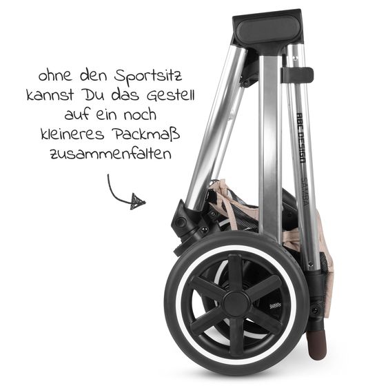 ABC Design Kombi-Kinderwagen Samba - inkl. Babywanne & Sportsitz mit XXL Zubehörpaket - Pure Edition - Grain