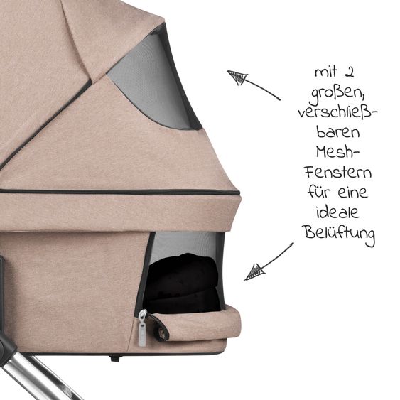 ABC Design Kombi-Kinderwagen Samba - inkl. Babywanne & Sportsitz mit XXL Zubehörpaket - Pure Edition - Grain