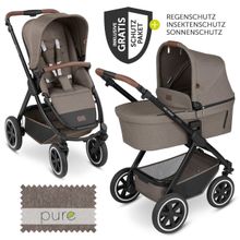 Kombi-Kinderwagen Samba - inkl. Babywanne & Sportsitz mit XXL Zubehörpaket - Pure Edition - Nature