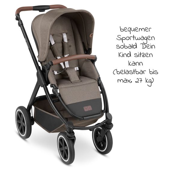 ABC Design Kombi-Kinderwagen Samba - inkl. Babywanne & Sportsitz mit XXL Zubehörpaket - Pure Edition - Nature