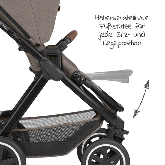 ABC Design Kombi-Kinderwagen Samba - inkl. Babywanne & Sportsitz mit XXL Zubehörpaket - Pure Edition - Nature