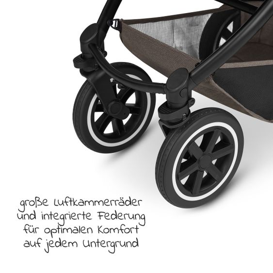 ABC Design Kombi-Kinderwagen Samba - inkl. Babywanne & Sportsitz mit XXL Zubehörpaket - Pure Edition - Nature