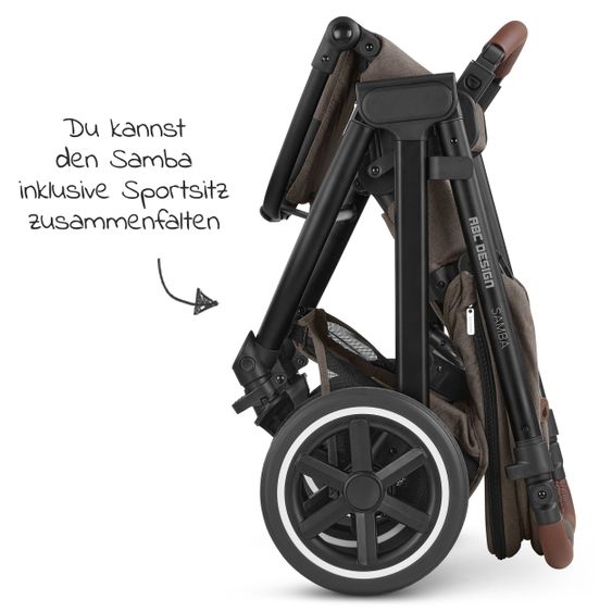 ABC Design Kombi-Kinderwagen Samba - inkl. Babywanne & Sportsitz mit XXL Zubehörpaket - Pure Edition - Nature