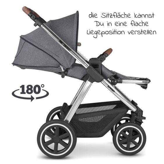 ABC Design Kombi-Kinderwagen Samba - inkl. Babywanne, Sportsitz und XXL Zubehör-Paket - Diamond Edition - Asphalt